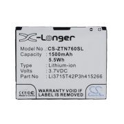 CS-ZTN760SL<br />Baterije za   zamjenjuje bateriju Li3715T42P3h415266