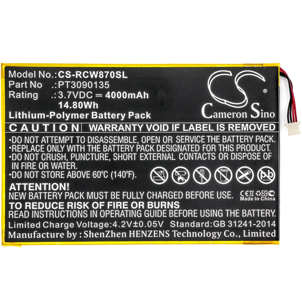 Compatible battery replacement for RCA PT3090135