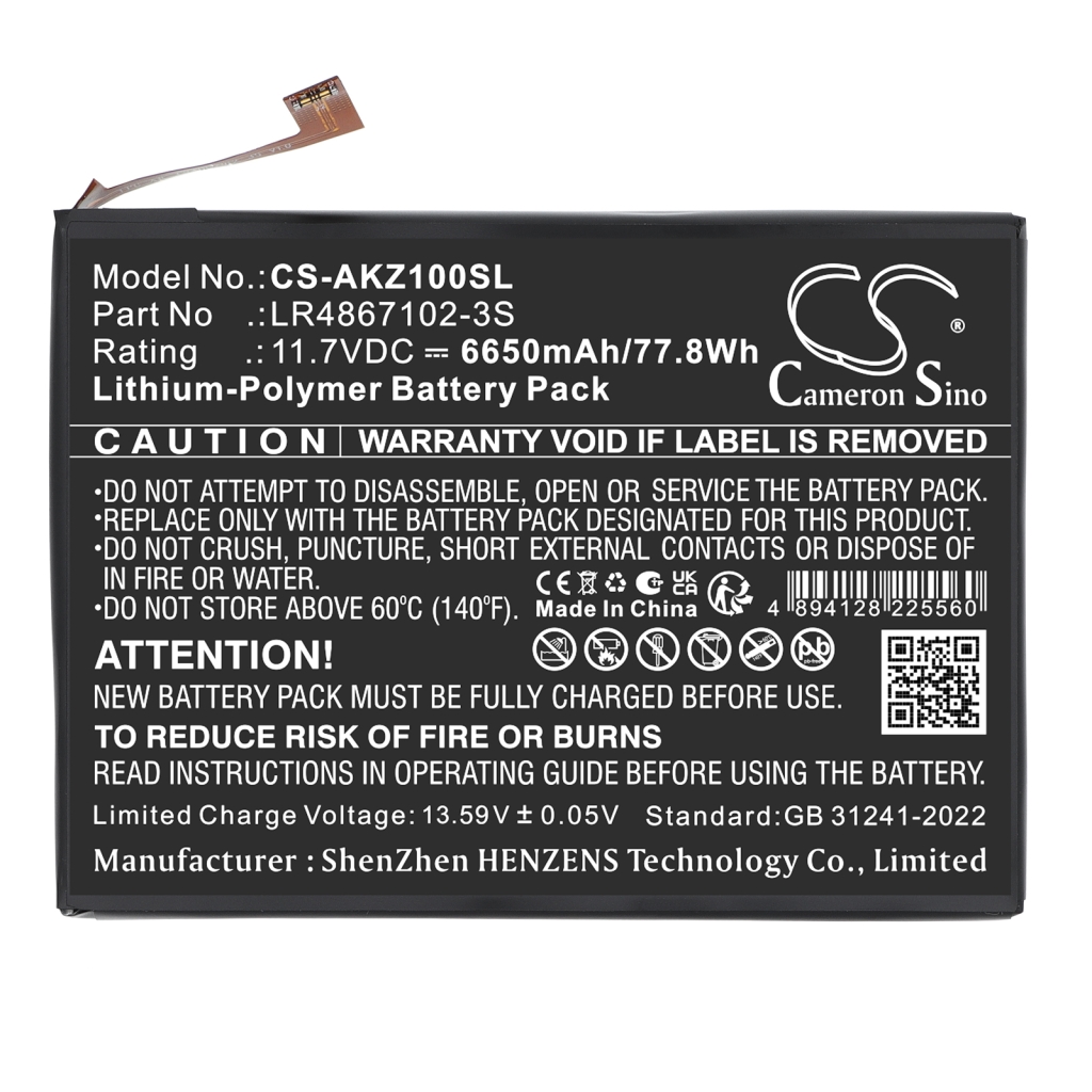 Battery compatible with Aokzoe CS-AKZ100SL