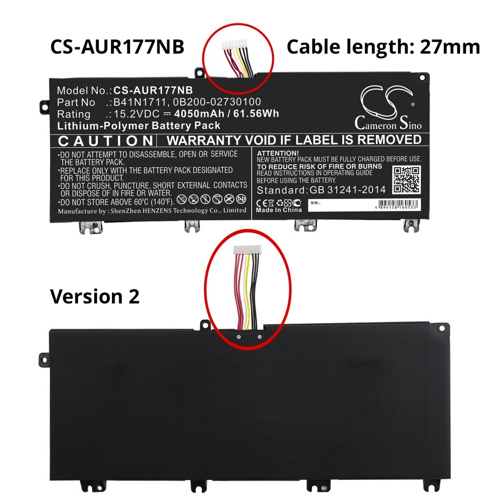 Kompatibilna zamjena baterije za Asus 0B200-02730100,B41N1711