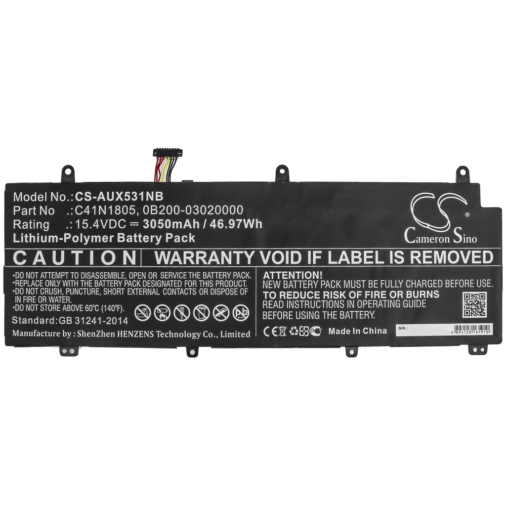 Kompatibilna zamjena baterije za Asus 0B200-03020000,C41N1805
