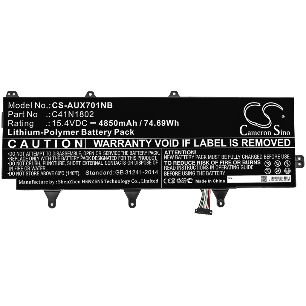 Kompatibilna zamjena baterije za Asus 0B200-03140100,C41N1802