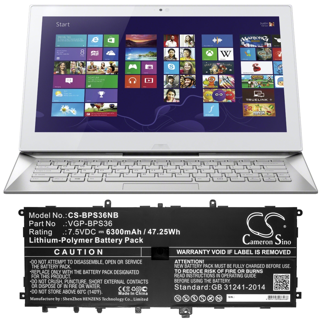 Kompatibilna zamjena baterije za Sony VGP-BPS36