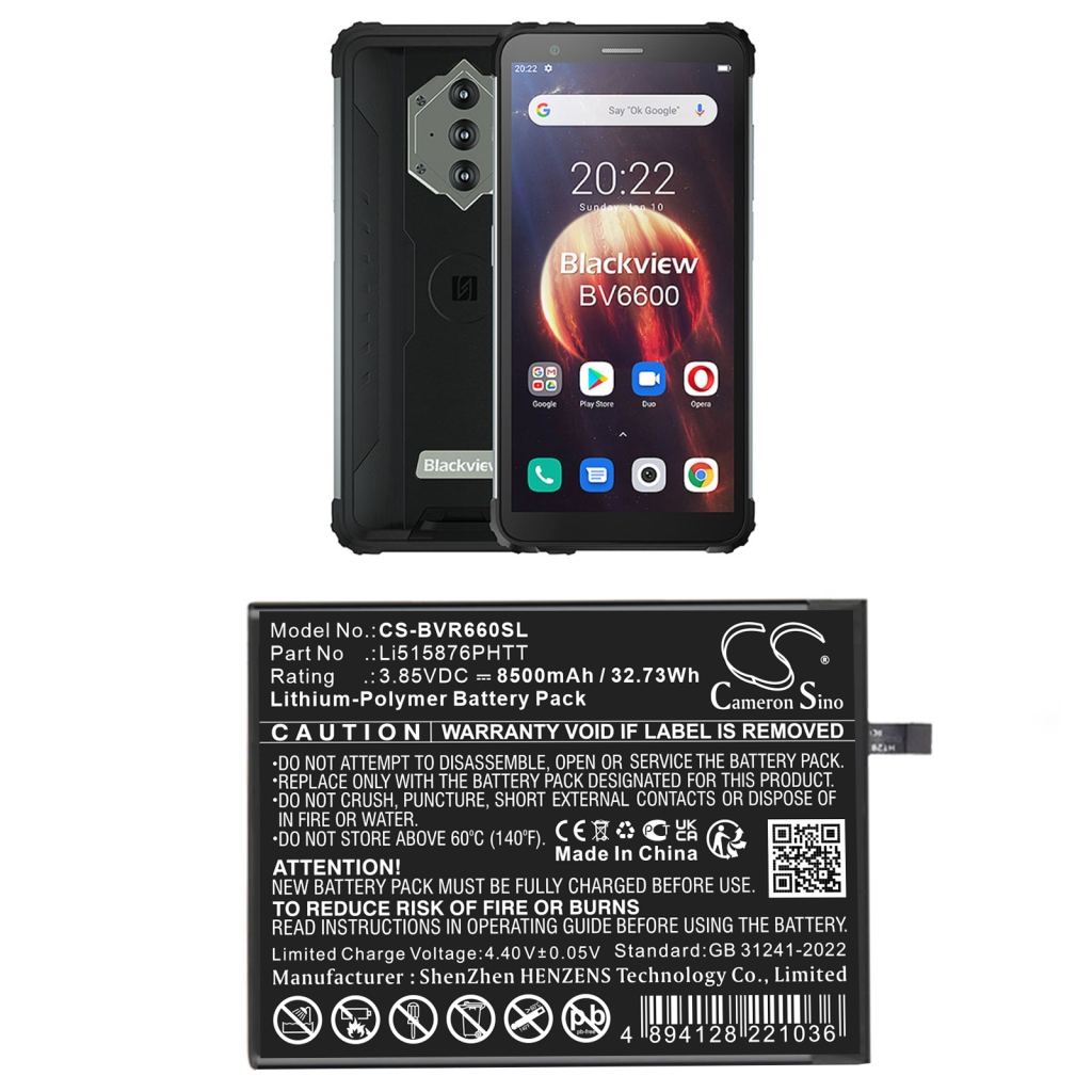 Compatible battery replacement for Blackview LI515876PHTT