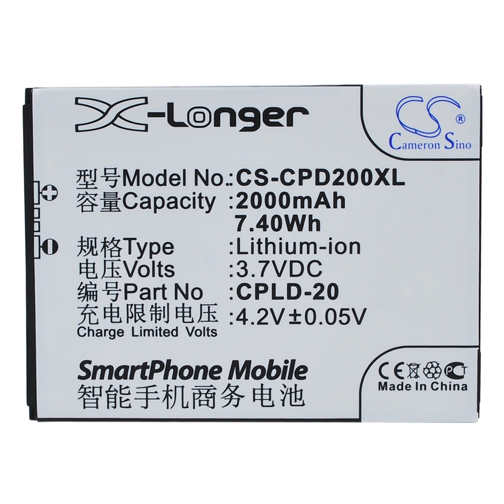 Li-ion baterija za telefon Cameron Sino CS-CPD200XL 3,7V 2000mAh, ravni prikaz naljepnice