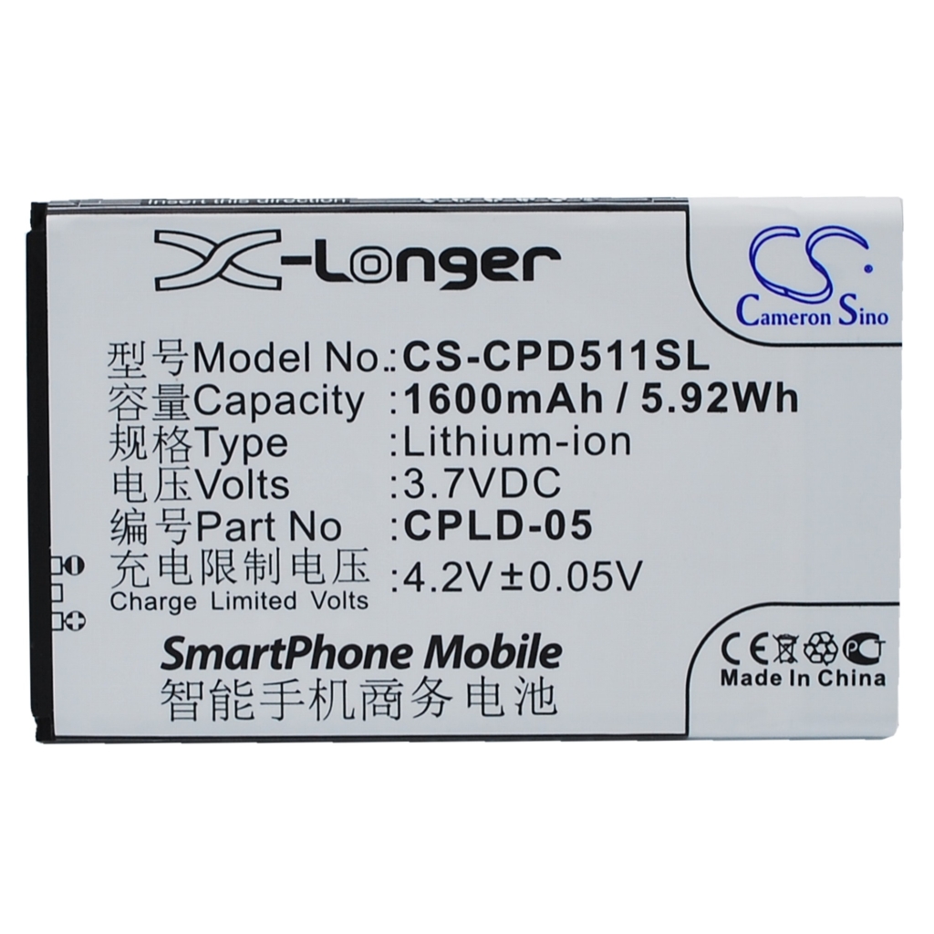Cameron Sino CS-CPD511SL Li-ion phone battery 3.7V 1600mAh label flat