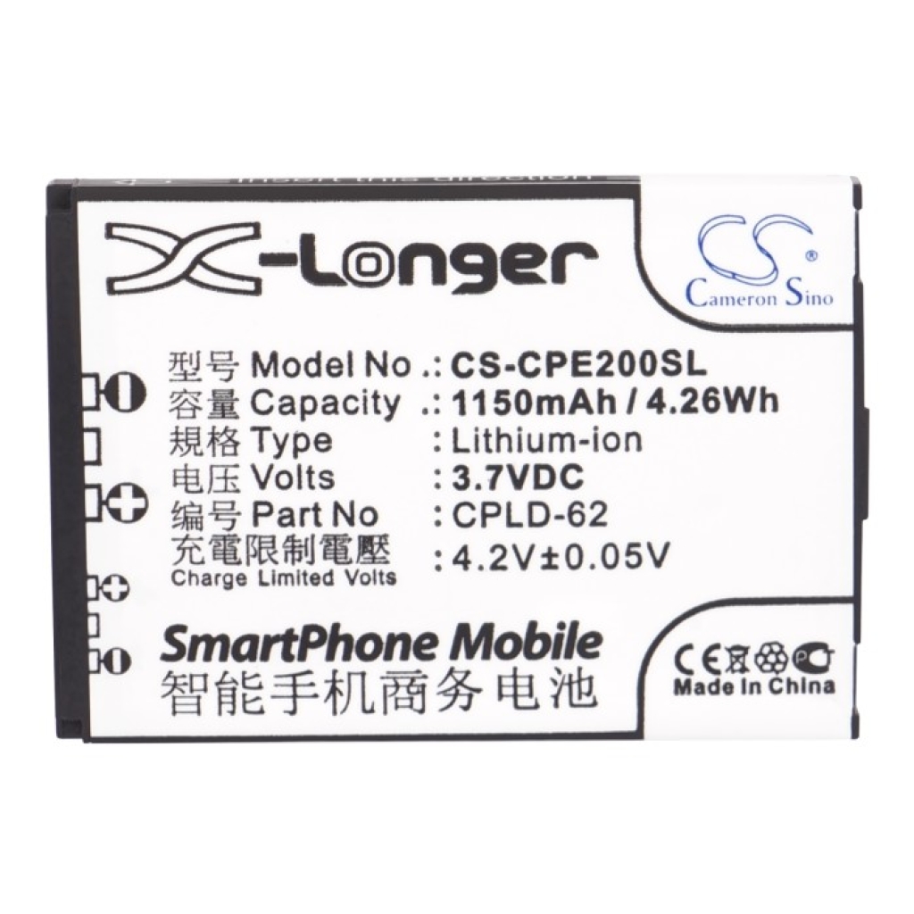 Li-ion baterija Cameron Sino CS-CPE200SL 1150mAh 3,7V, prikaz naljepnice odozgo