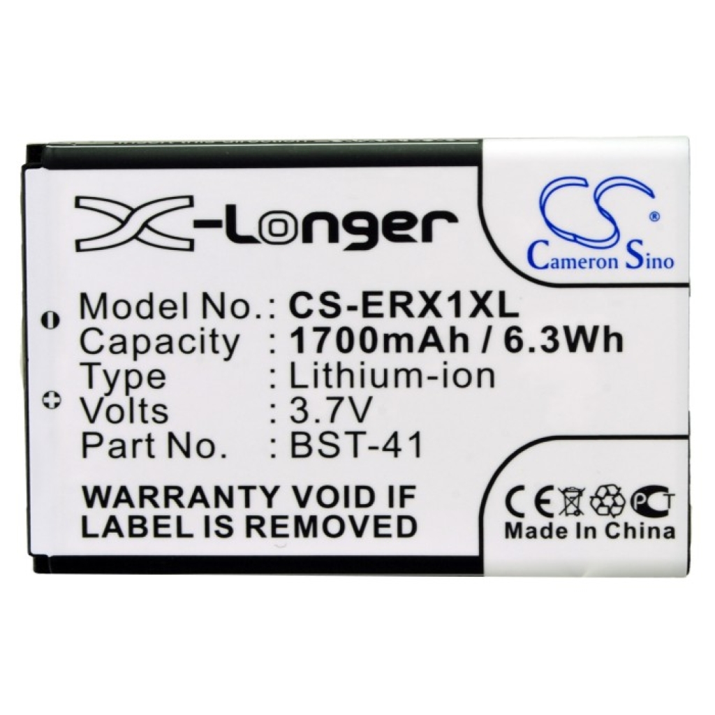 Cameron Sino X-Longer CS-ERX1XL prikaz prednje naljepnice: Sony Ericsson 3,7V 1700mAh BST-41