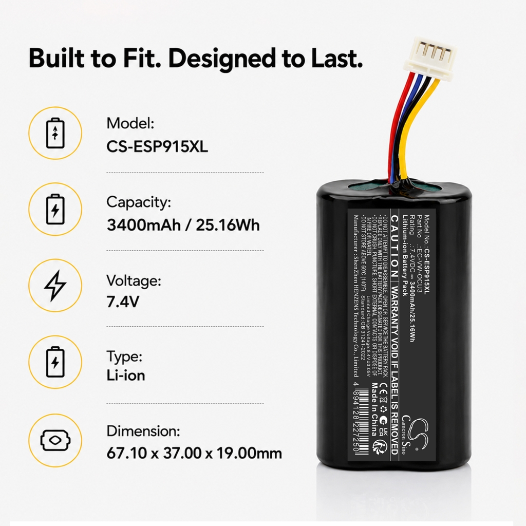 Battery compatible with Volkswagen Audi Seat Skoda CS-ESP915XL