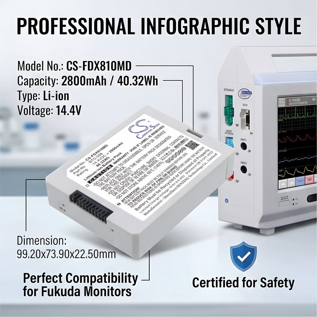 Baterija kompatibilno s Fukuda denshi CS-FDX810MD
