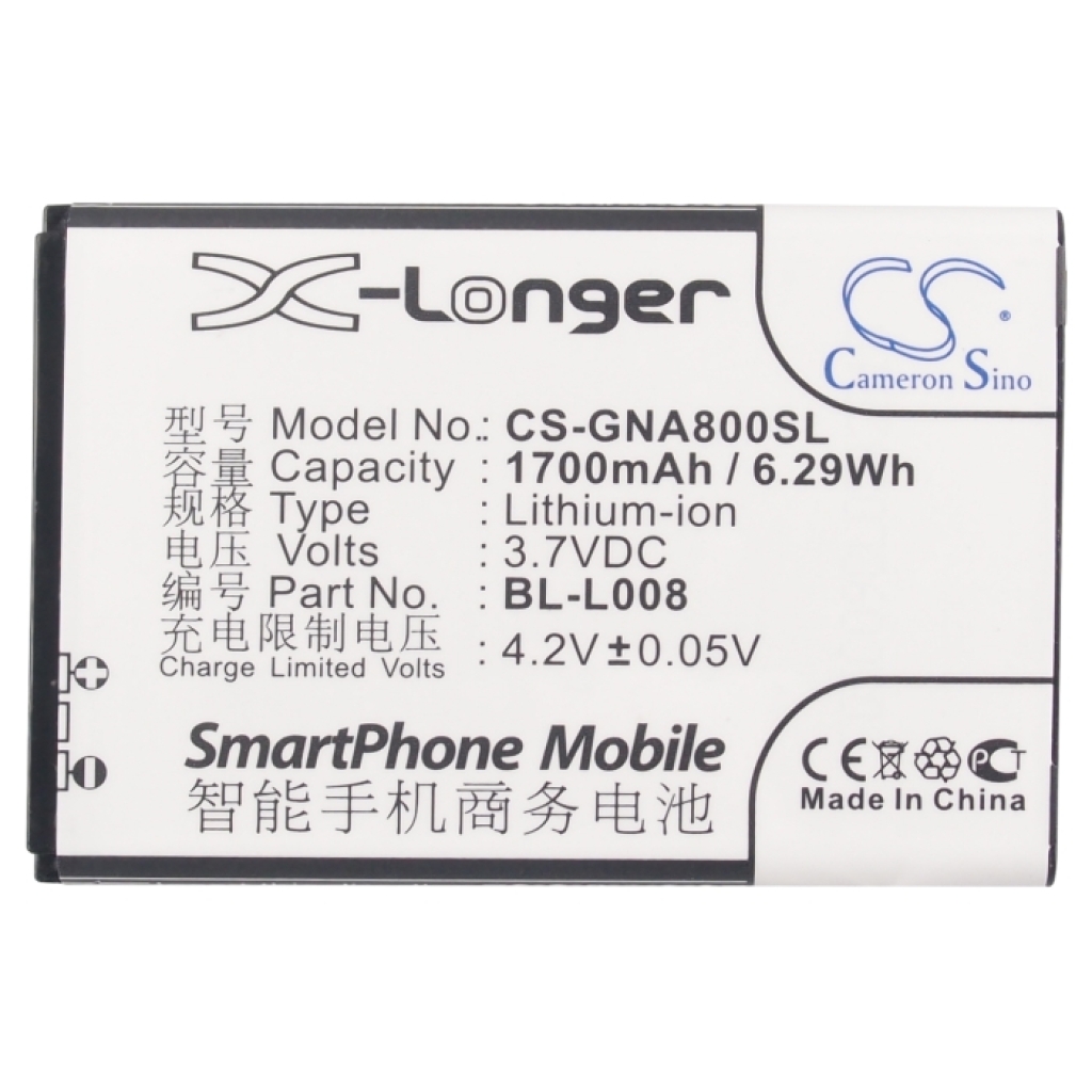 Cameron Sino X-Longer CS-GNA800SL ravni prednji prikaz naljepnice: 1700mAh 3,7V, za pametni telefon, X-Longer naljepnica