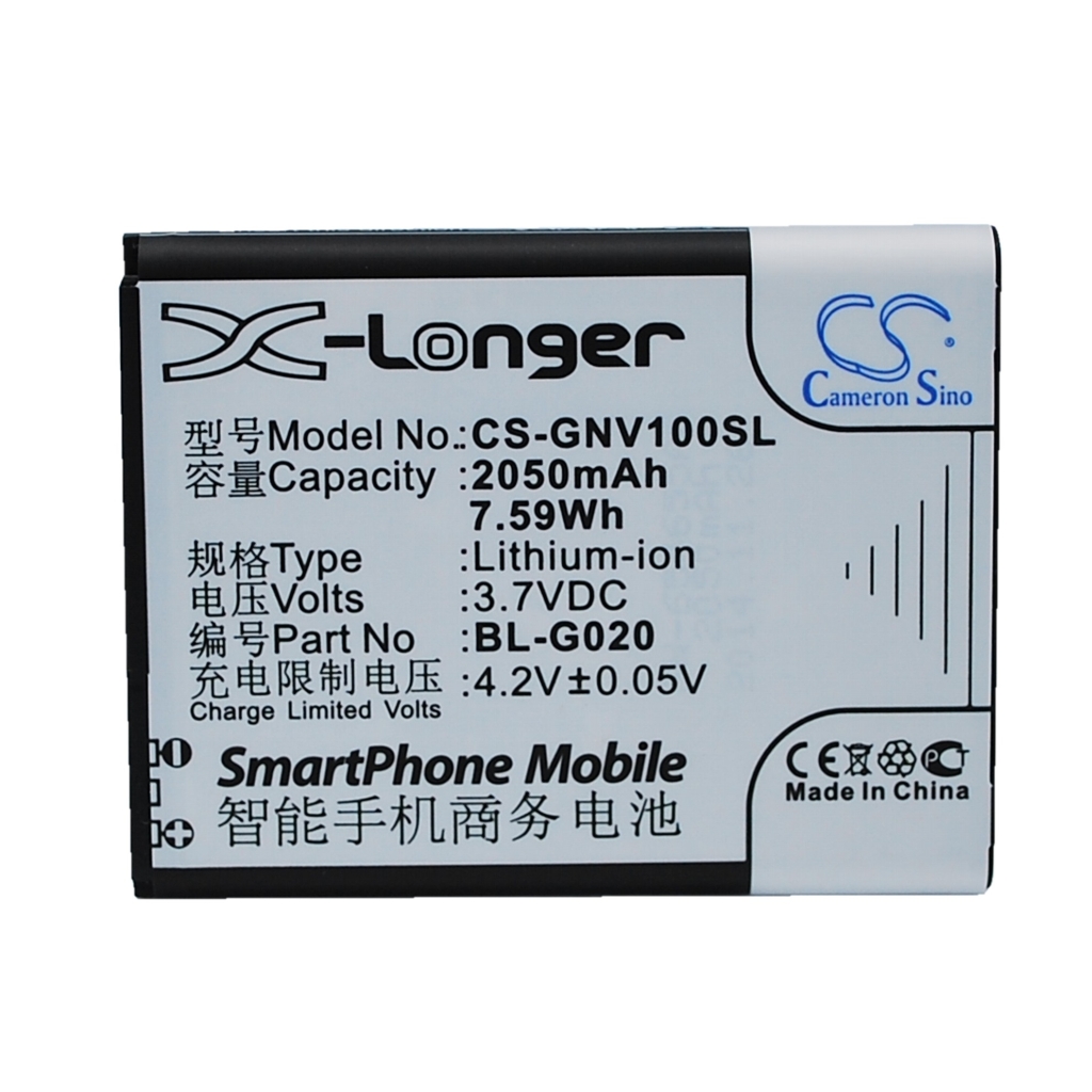 Cameron Sino X-Longer CS-GNV100SL ravni prednji prikaz naljepnice: 2050mAh 7,59Wh 3,7V Li-ion