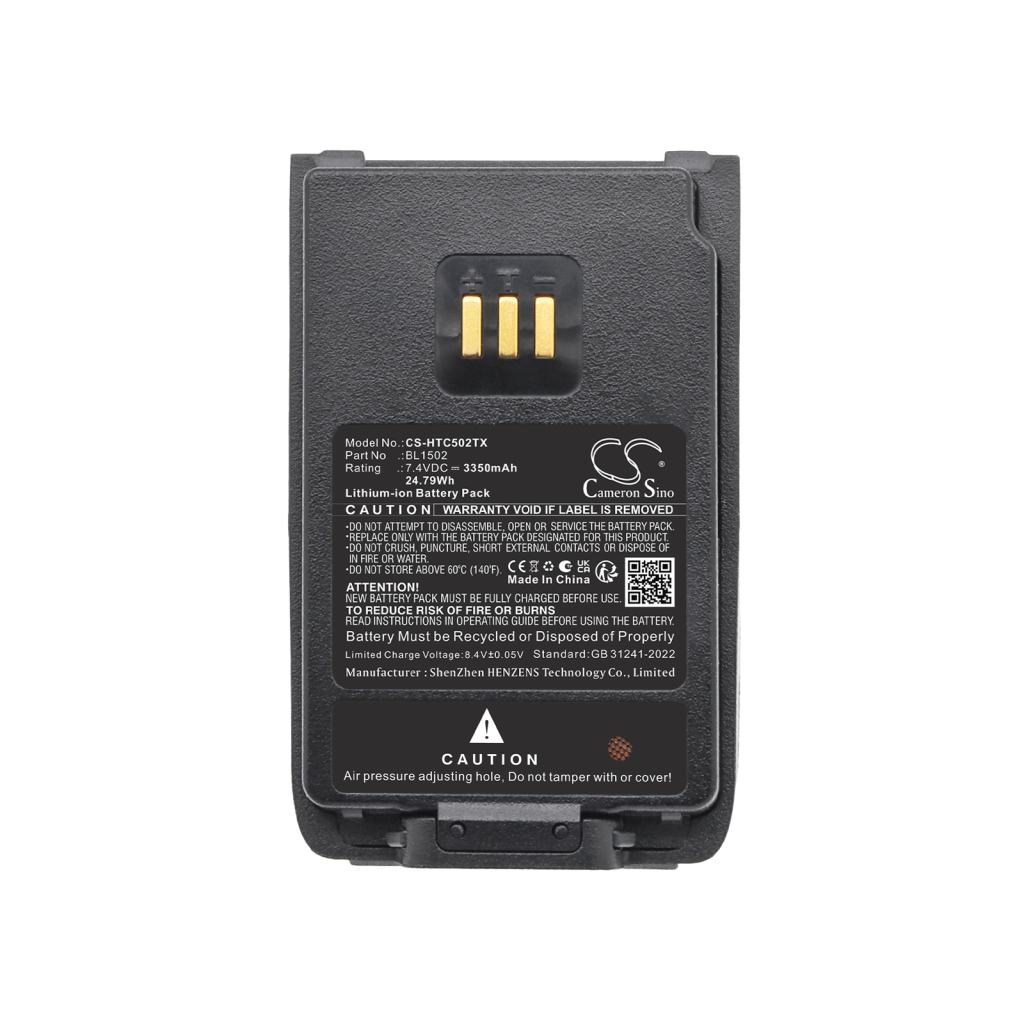 Battery compatible with HYT Hytera CS-HTC502TX