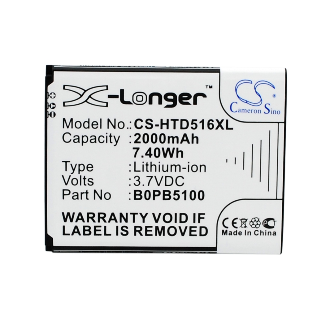 Cameron Sino CS-HTD516XL ravna prizmatična Li-ion baterija, prednja naljepnica: 2000mAh 7,40Wh Li-ion 3,7VDC, dio B0PB5100