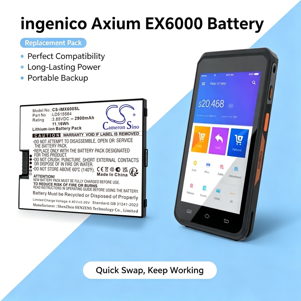 Baterije kompatibilno s ingenico Axium EX6000 CS-IMX600SL