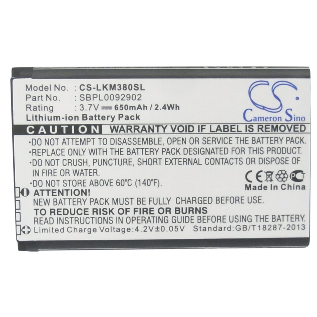 Baterija za mobilni telefon LG CS-LKM380SL