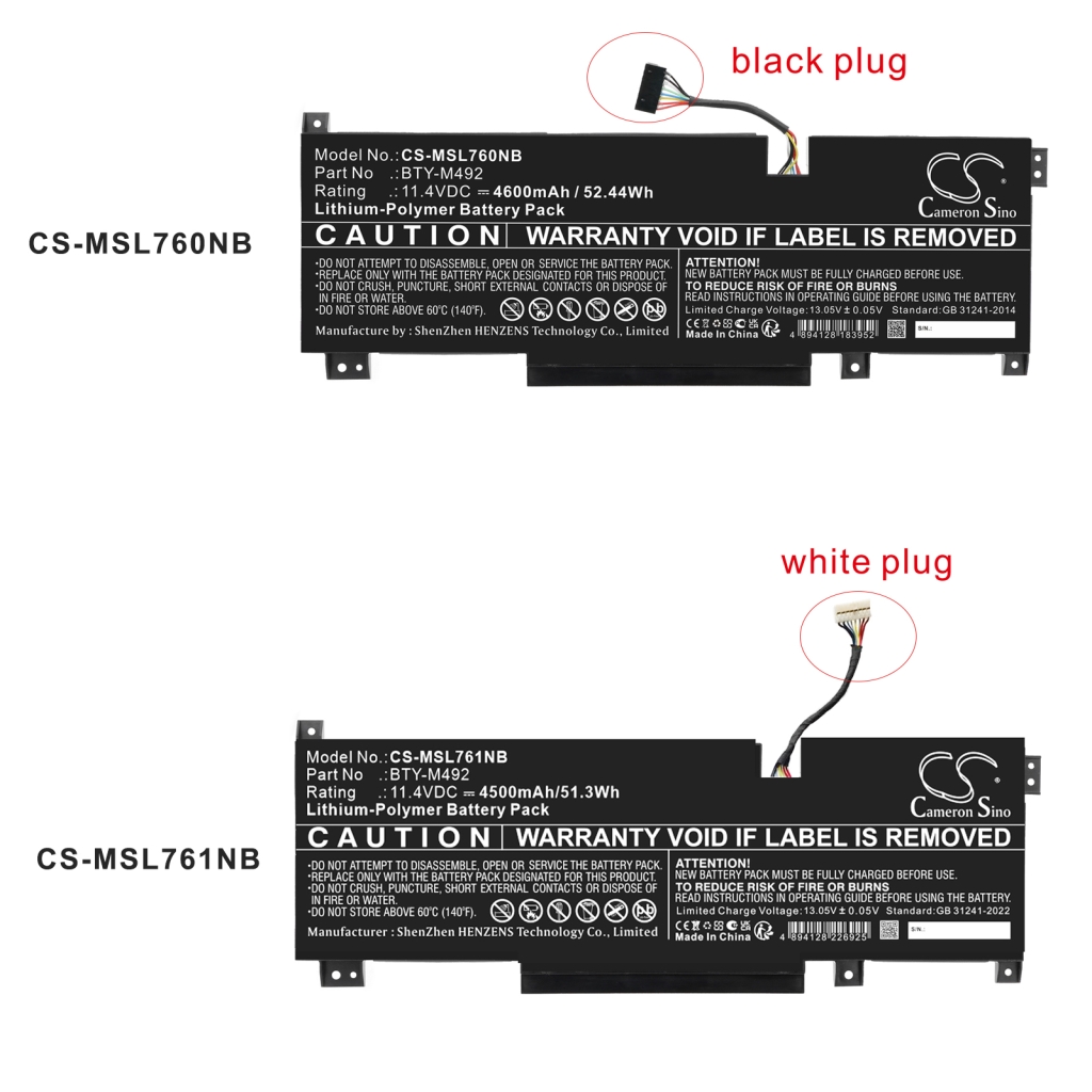 Kompatibilna zamjena baterije za MSI BTY-M492