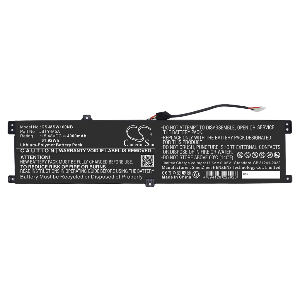 Baterija kompatibilno s MSI CS-MSW160NB