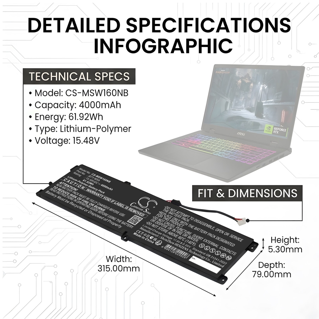 Baterija kompatibilno s MSI CS-MSW160NB