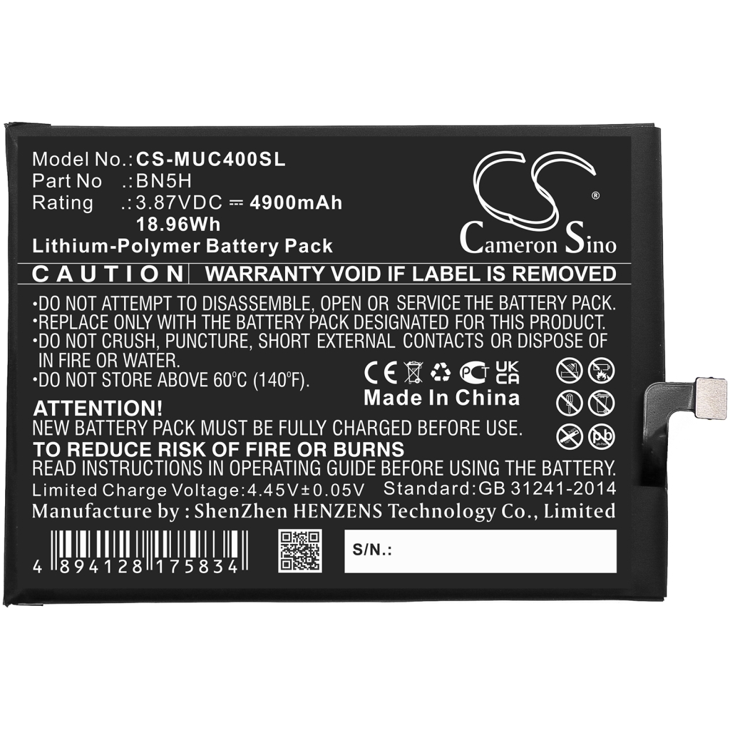 Compatible battery replacement for Xiaomi BN5H