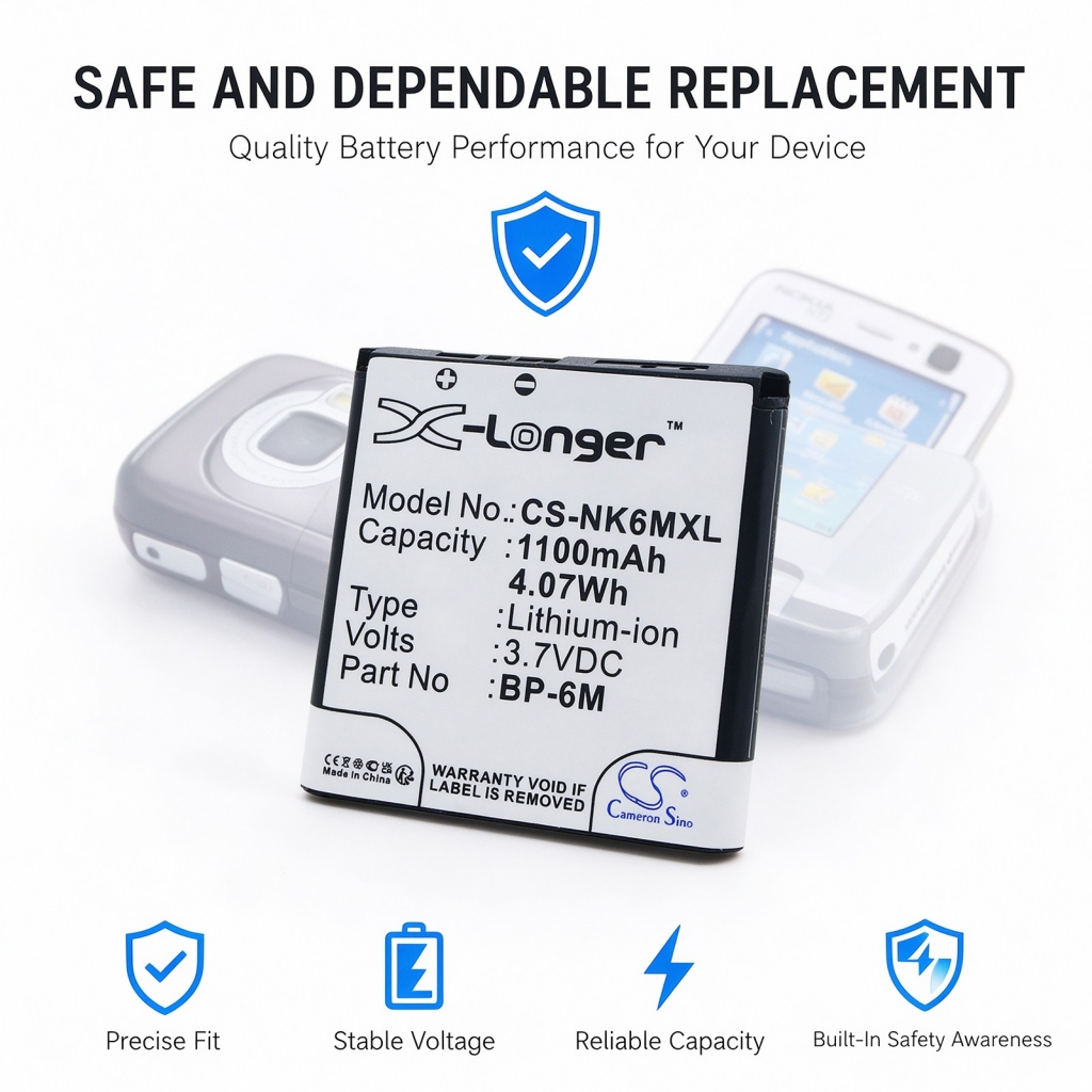 Batteries compatible with Nokia 3250 3250 XpressMusic CS-NK6MXL