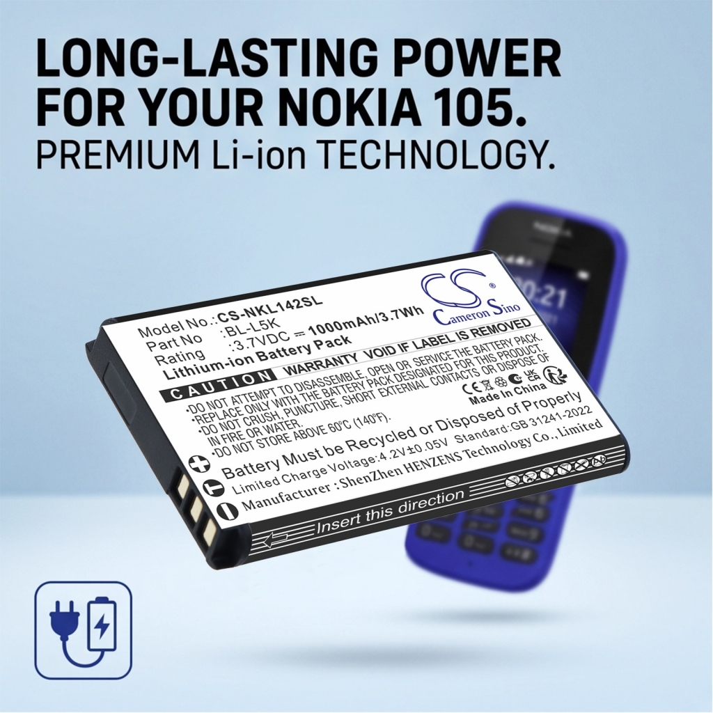 Battery compatible with Nokia CS-NKL142SL