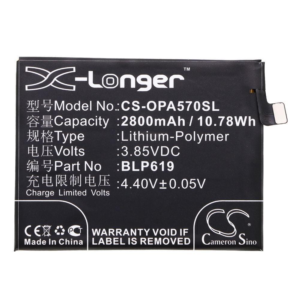 Compatible battery replacement for OPPO BLP619
