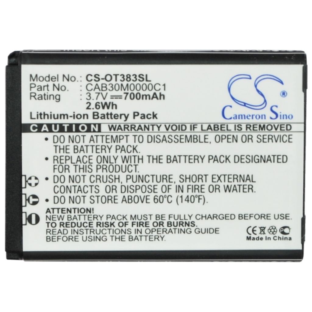 Baterija za mobilni telefon Alcatel OT-217 (CS-OT383SL)