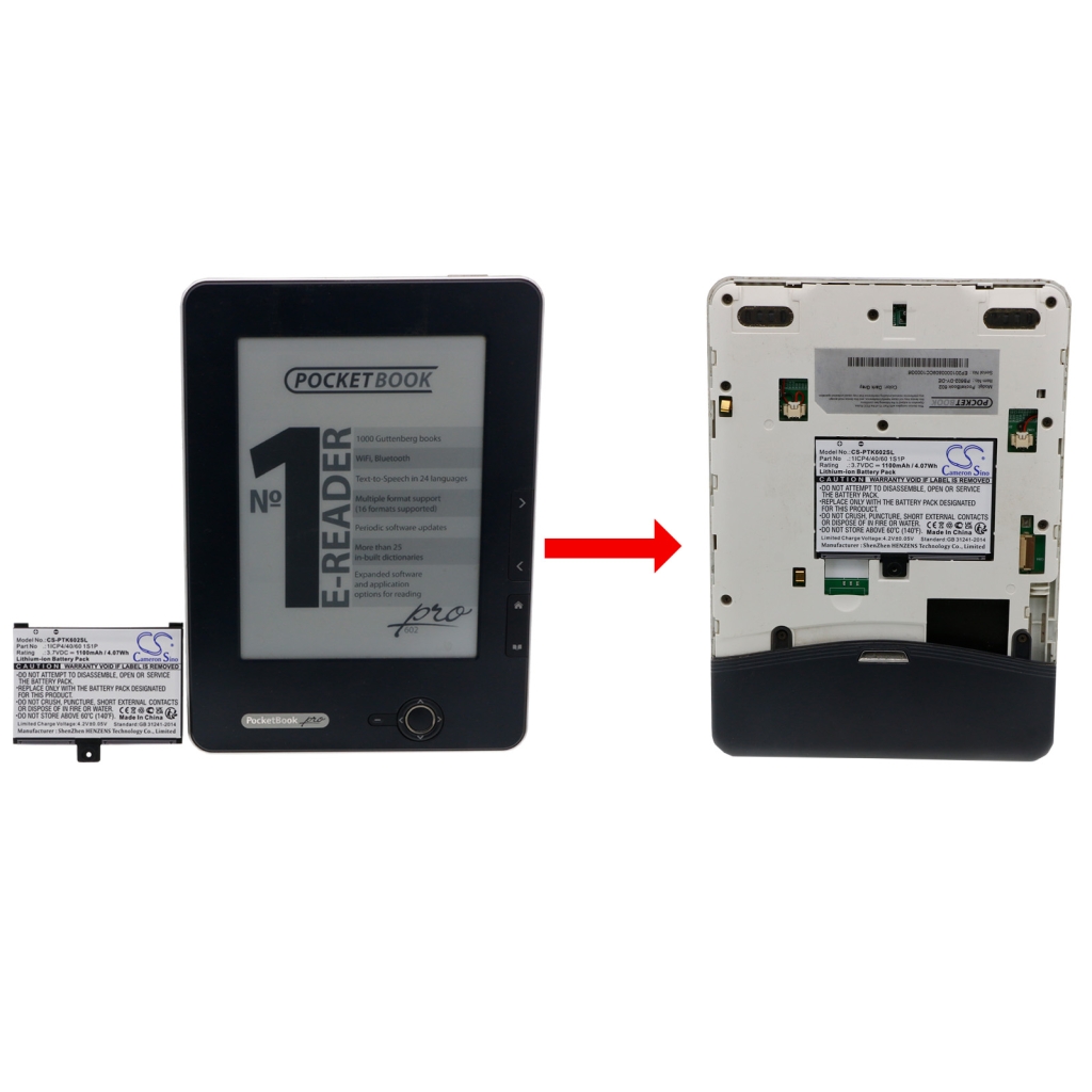 Kompatibilna zamjena baterije za Pocketbook 1ICP4/40/60 1S1P