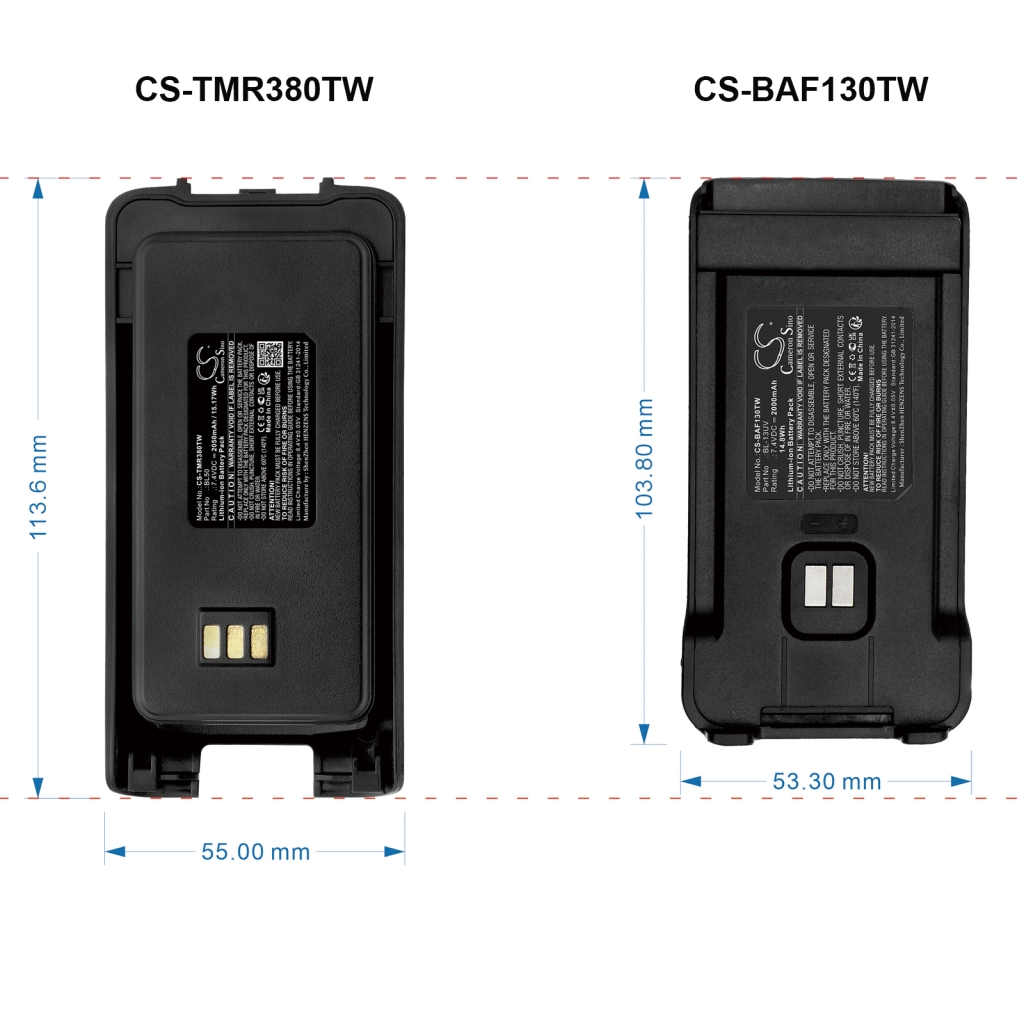 Baterija kompatibilno s Retevis Smartcom Tytera Harico Tetevis CS-TMR380TW
