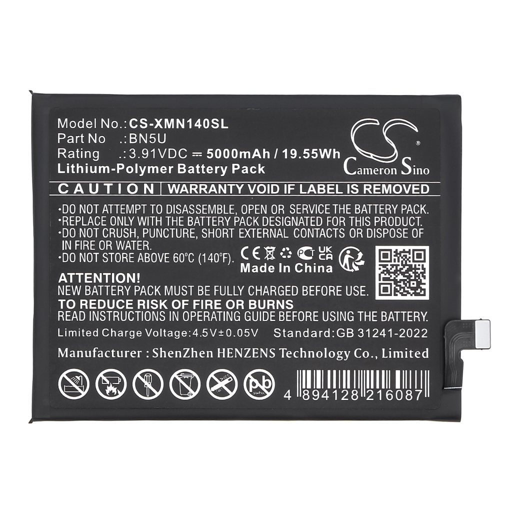 Compatible battery replacement for Xiaomi BN5U
