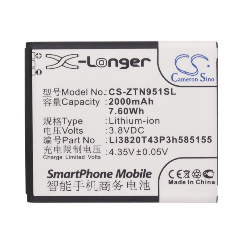 Compatible battery replacement for Cricket LI3820T43P3H585155
